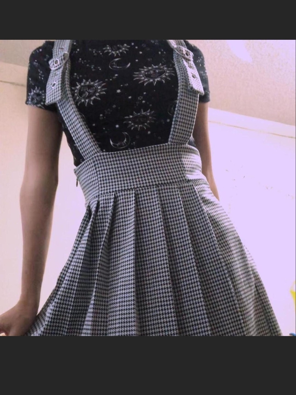 Suspender Pleated Mini Skirt